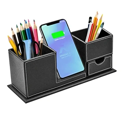 Afbeelding van Snelle draadloze oplader met desktop organizer, pennenhouder voor Qi laadstation, iPhone 11 / XS Max/XR/XS/X 8, Galaxy S20 + S10 Note 10 9