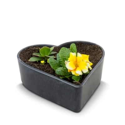 Afbeelding van Matches21 Weerbestendige plantenschaal hart voor buiten grote decoratieve schaal in zwart gemarmerd als bloemenschaal tuindecoratie 20 cm bloemen of begraafplaats grafschaal