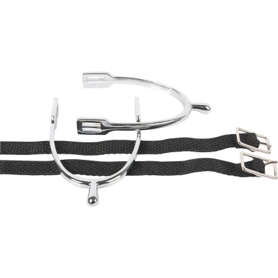 Afbeelding van Harry&#039;s Horse Sporen knop verchroomd + riem D30 Kleurloos