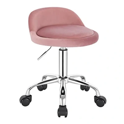 Afbeelding van WOLTU Bureaukruk met wieltjes, draaikruk, in hoogte verstelbaar, rolrocker lage rugleuning, werkkruk, donkergrijs, zithoogte 43 54,5 cm BS127dgr