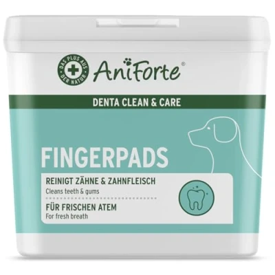 Afbeelding van AniForte Denta Clean &amp; Care vingerpads voor honden, 50 stuks, vingerbeschermers tandverzorging en tandreiniging, verzorgt tanden tandvlees, vermindert tandplak pads mondhygiëne een
