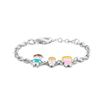 Afbeelding van zilver gerhodineerd armband vader, moeder en dochter 1336521 13 cm