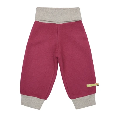 Afbeelding van loud + proud Meisjes wollen fleece, GOTS gecertificeerde broek, rood, 98 104
