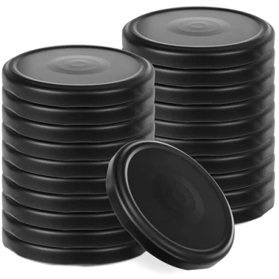 Afbeelding van KADAX Schroefdeksel met diameter van 82 mm, metalen twist off deksel, reservedeksel voor inmaakpotten en weckpotten, deksel 6 inkepingen (mat zwart, 20 stuks)
