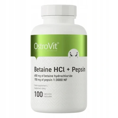 Afbeelding van OstroVit Betaine HCl + Pepsine 100 Capsules Pepsin Supplements Supplementen