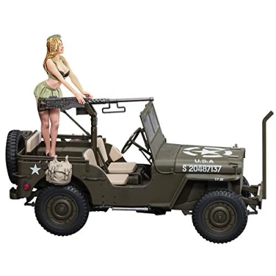 Afbeelding van 1:24 Hasegawa 52283 4X4 Truck with M2 Machinegun and Lady Figure Plastic Modelbouwpakket