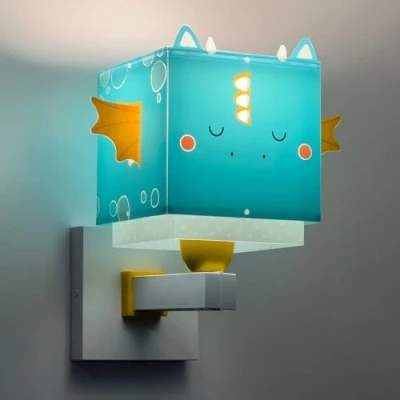 Afbeelding van Dalber Design wandlamp Little Dragon blauw met wit 64389