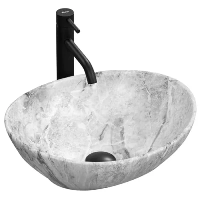 Afbeelding van REA Sofia Opzetwastafel Waskom 41 x 34.5 15 cm Grijs Marmerlook