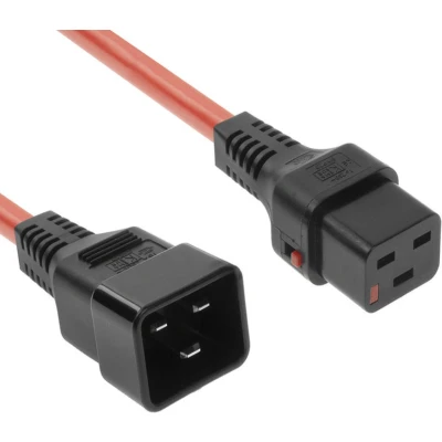Afbeelding van Iec Lock 230V aansluitkabel C19 afsluitbaar C20 rood 3,00 m (3 m), Stroomkabel