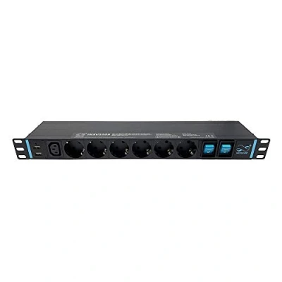 Afbeelding van Infitronic INSV1009A 19 inch stekkerdoos stroomverdeler 1 HE 14 voudig + x IEC C13 2 USB opladen afzonderlijke overspanningsbeveiliging