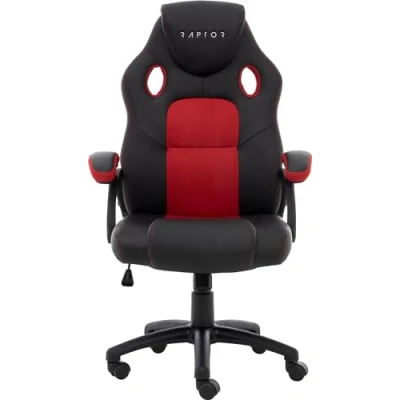 Afbeelding van Raptor Gaming RG GS 40 leunstoel Gecapitonneerde zitting Zwart, Rood
