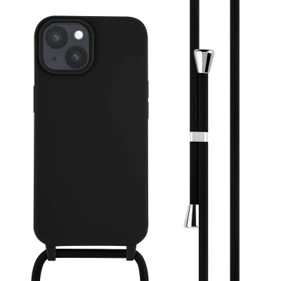 Afbeelding van Apple iPhone 15 Hoesje Siliconen en TPU (zacht) iMoshion Softcase/Koordhoesje/Backcover Zwart Telefoonhoesje