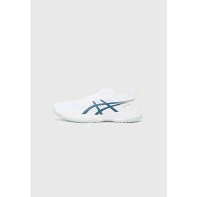 Afbeelding van Asics Upcourt Handbalschoenen, Heren, Maat: 41.5, White/tranquil teal Imitatieleer/ textiel