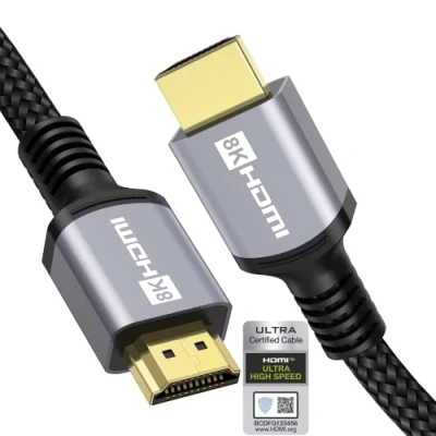 Afbeelding van Anhuicco HDMI 2.1 Kabel 4K 8K HDR Gecertificeerde 5M 48Gbps 10K 30Hz 60Hz 120Hz 2K 240Hz ALLM Freesync Dolby ARC eARC HDR10+ HDCP 2.3 VRR Compatibel PS5 Xbox Soundbar Echt Fire TV
