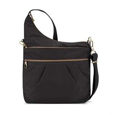 Afbeelding van Travelon Dames Anti diefstal Signature 3 Compartiment Crossbody Cross Body Bag, One Size, Zwart, 13.75 x 11.5 3, Antiek, klassiek