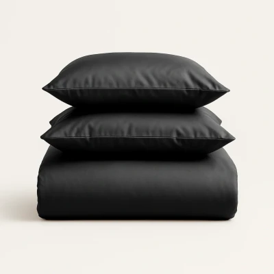 Afbeelding van Dekbedovertrek Luxe Satijn Uni 2 persoons (200 x 200/220 cm) Zwart Koopjedeal.nl Altijd de beste deal