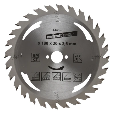 Afbeelding van Wolfcraft 6472000 Hardmetaal cirkelzaagblad 180 x 20 mm Aantal tanden: 28 1 stuk(s)