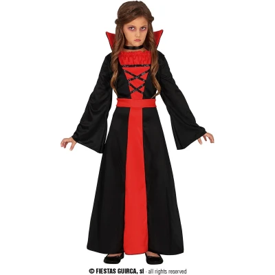 Afbeelding van Guirca Vampier &amp; Dracula Kostuum Sylvania De Bloeddorstige Meisje Rood, Zwart 7 9 jaar Halloween Verkleedkleding