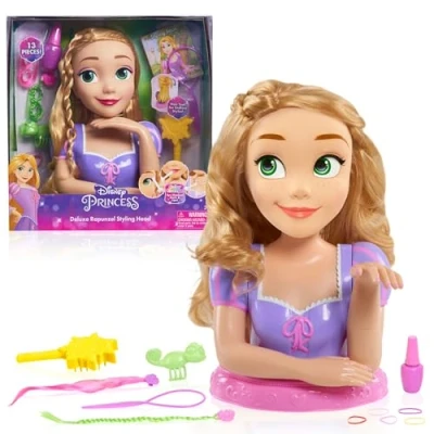 Afbeelding van JP Disney Styling JPL87360 Kapkop, 13 delig Princess Heads Deluxe Rapunzel, merhkleurig, 17,8 x 32,4 34,3 cm