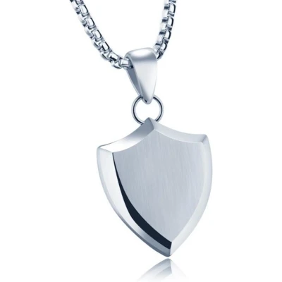 Afbeelding van Heren Ketting Mendes Kettinghanger Schild Edelstaal Zilverkleurig