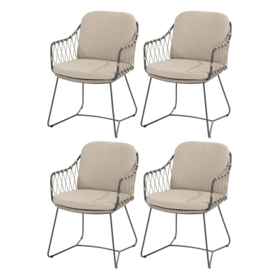 Afbeelding van Prego dining tuinstoel rope antraciet taupe Taste 4SO set van 4