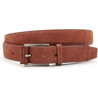 Afbeelding van JV Belts Brique nubuck riem heren en dames 3.5 cm breed Echt Leer/Nubuck Taille: 95cm Totale lengte riem: 110cm