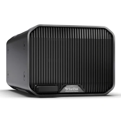 Afbeelding van SanDisk PROFESSIONAL G RAID MIRROR 36 TB (RAID met redundantie; Desktop Array; 2 Bays; ondernemingsklasse 7200 TPM; 260 MB/s lezen; 250 schrijven; 2x Thunderbolt 3; SSD Mag sleuf) Zwart