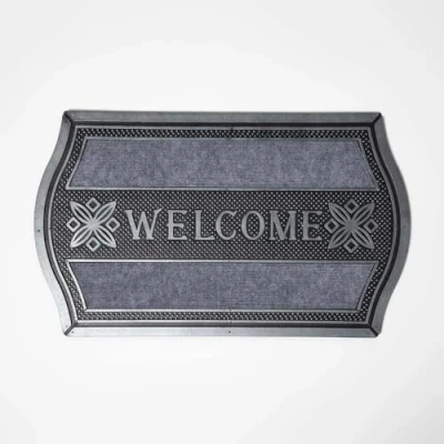 Afbeelding van Homescapes gebogen deurmat “Welcome 45 x 75 cm antislip, zilvergrijs