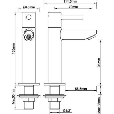Afbeelding van Wiesbaden Amador XL Toiletkraan RVS look