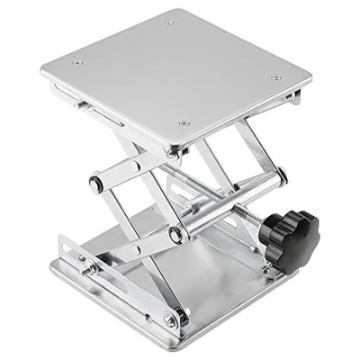 Afbeelding van Labasics 6 x inch Lab Schaarkrik, 150 mm Roestvrij Stalen Laboratoriumsteunkrik Platform Laboratoriumlifttstafel Uitbreidbaar Hefhoogte Bereik van 75 tot 260 mm, Draaggewicht 10 KG