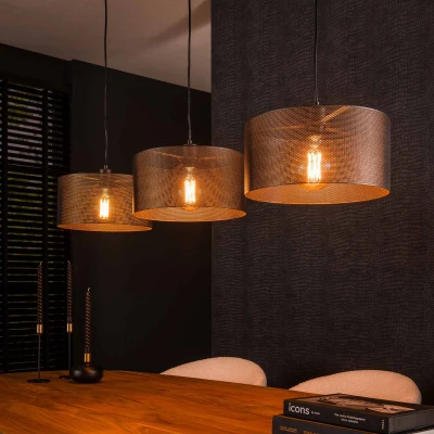 Afbeelding van Fraaai Stella hanglamp 3L rond artic zwart Metaal