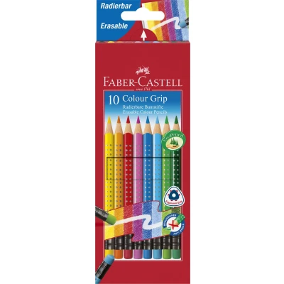 Afbeelding van Faber Castell kleurpotlod Color Grip met gum uitgumbaar 10 stuks FC 116613
