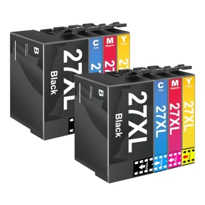 Afbeelding van Jhaan Inktpatronen, 27 stuks, compatibel met Epson 27XL Multipack voor Espon Workforce WF 3620, 3640, 7610, 7710, 7720, 7620, 7715, 7110, 7210 (2 zwart, 2 cyaan, magenta,