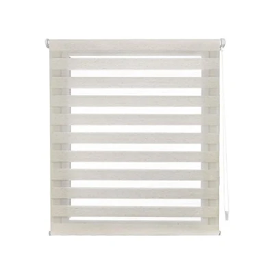 Afbeelding van Decorblind Dubbellaags rolgordijn zonder gereedschap en boren, afmetingen rolgordijn: 100 x 150 cm breedte lengte/stofmaat 97 145 nacht dagrolgordijn, ecru