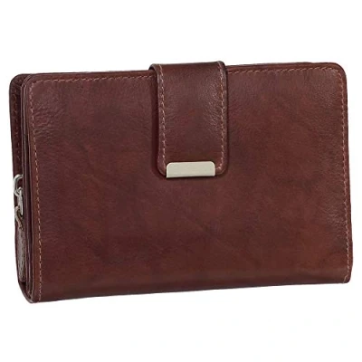 Afbeelding van Ledershop24 RFID dames lederen portemonnee versch. kleuren cadeauset + exclusieve sleutelhanger, bruin, Eén maat, Leren damesportemonnee lang, liggend formaat