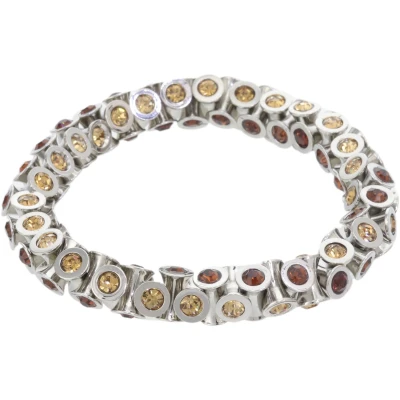 Afbeelding van Behave armband zilver kleur met bruine steentjes elastische