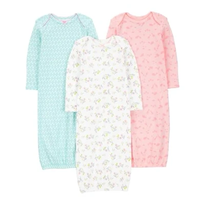 Afbeelding van Simple Joys by Carter&#039;s baby meisjes 3 pack katoenen slaapjapon Nachtjapon, Blauw, Roze, Witte Bloemen, 0 Months