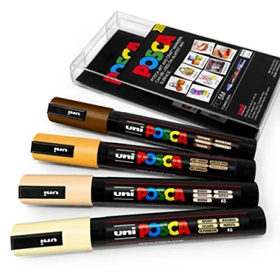 Afbeelding van Uni Posca PC 5 M voor kunst en schilderen set van 4 in plastic zak huidkleuren