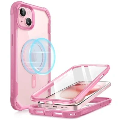 Afbeelding van i Blason AresMag Hoesje voor iPhone 15/iPhone 14 Hoesje/iPhone 13 [6,1 inch], [MagSafe compatibel] Volledig schokbestendig, robuust, transparant bumperhoesje met ingebouwde schermbeschermer