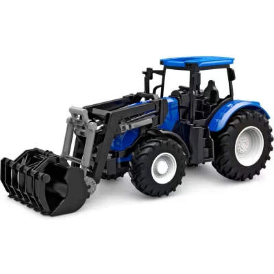 Afbeelding van Kids Globe tractor freewheel met frontlader 27cm blauw