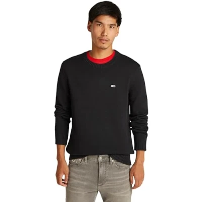 Afbeelding van Tommy Jeans Heren TJM Slim ESSNTLS C hals trui DM0DM18370 Pullover Sweater, Zwart (zwart), XXL, XXL