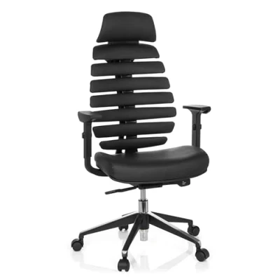 Afbeelding van Bureaustoel Verstelbare Armleuning Leder Zwart Ergonomisch