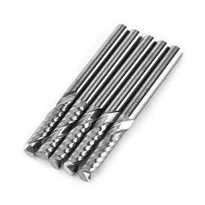 Afbeelding van frees met enkele frees, 5 stuks 3.175 mm (1/8 ``) schacht wolfraamcarbide CNC bit, frezen