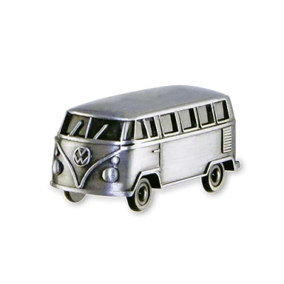 Afbeelding van BRISA VW Collection Volkswagen T1 Bus Transporter 3D Mini Model Magneet in Gift Tin Vintage Zilver