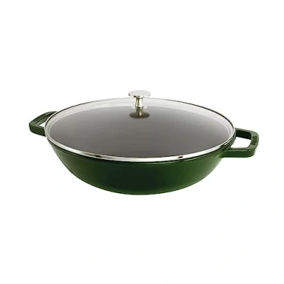 Afbeelding van STAUB Wok 30 cm, gietijzer, geschikt voor inductie, basilicumgroen