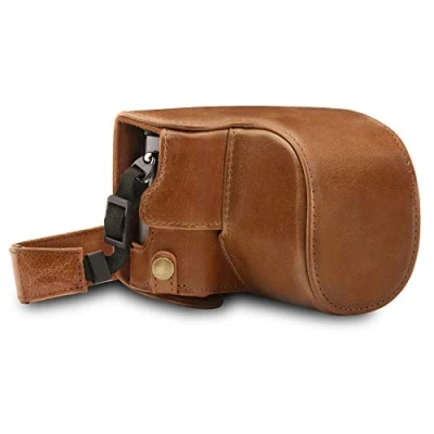 Afbeelding van MegaGear MG1566 Panasonic Lumix Dc Lx100 II Ever Ready Echt Leren Camera Case met Draagriem, Bruin