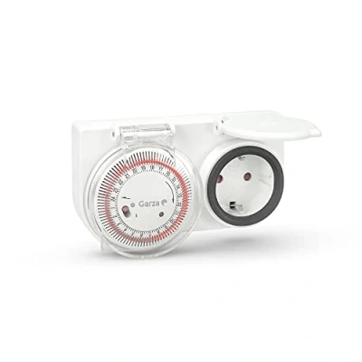 Afbeelding van Garza Analoge timer voor buiten, beschermingsklasse IP44, programmeerbaar stopcontact, 24 uur, wit