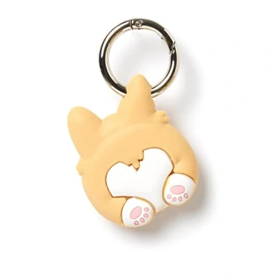 Afbeelding van Legami Sleutelhanger voor AirTag, 3,8 x 5 cm, van siliconen en metaal, Corgie thema, personaliseert uw apparaat, beschermt zonder het signaal binnen te dringen