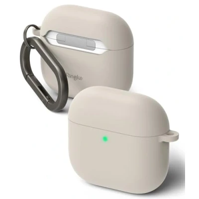 Afbeelding van Ringke Hoes voor Airpods 4 2024, Siliconen Case Schokbestendig Anti verlies kras Lichtgewicht Beschermhoes Oortelefoon Hoesje (Inclusief Karabijnhaak) Steen