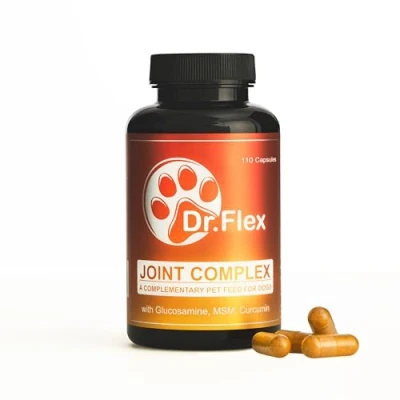Afbeelding van Dr. Flex Premium gewrichtscapsules glucosamine, chondroïtine, MSM, piperine en kurkuma, 110 capsules joint vital complex voor honden ter ondersteuning van het gewrichtenmetabolisme bij artrose